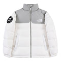 The North Face White and Gray Colorblock Stand-Collar Puffer Jacket