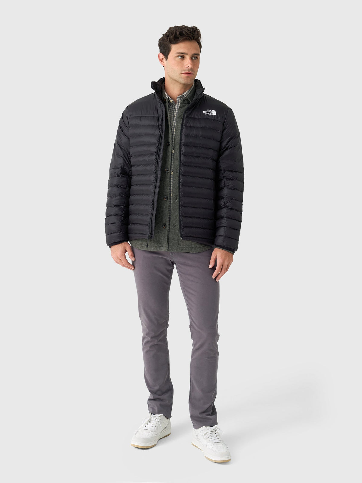 The North Face Black Stand-Collar Fine-Quilted Puffer Jacket