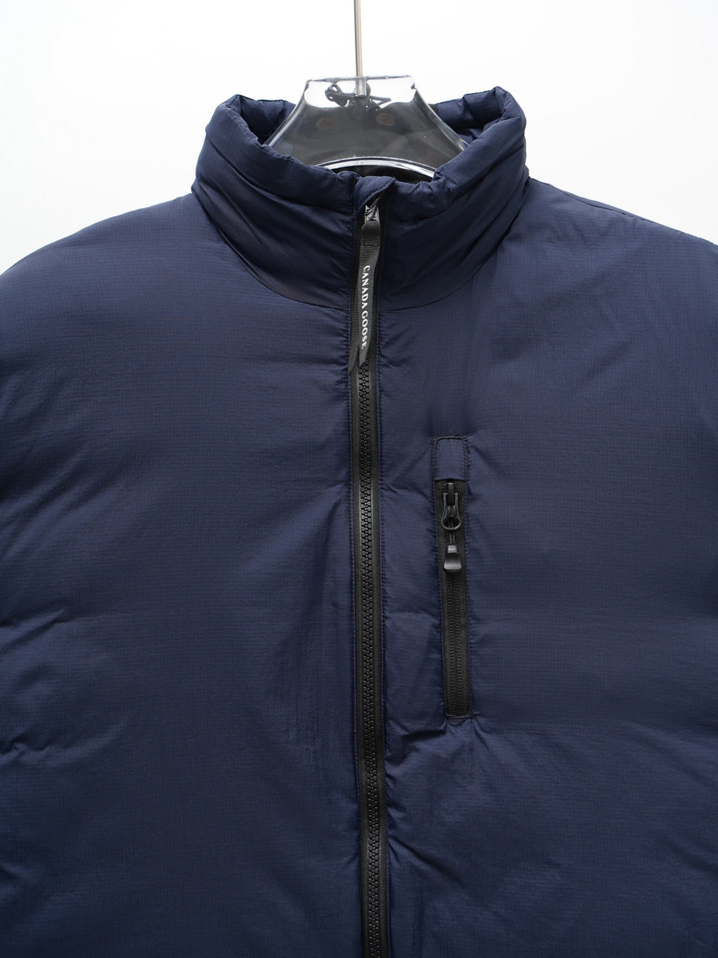 Canada Goose Navy Blue Stand-Collar Puffer Jacket with Zip Chest Pocket