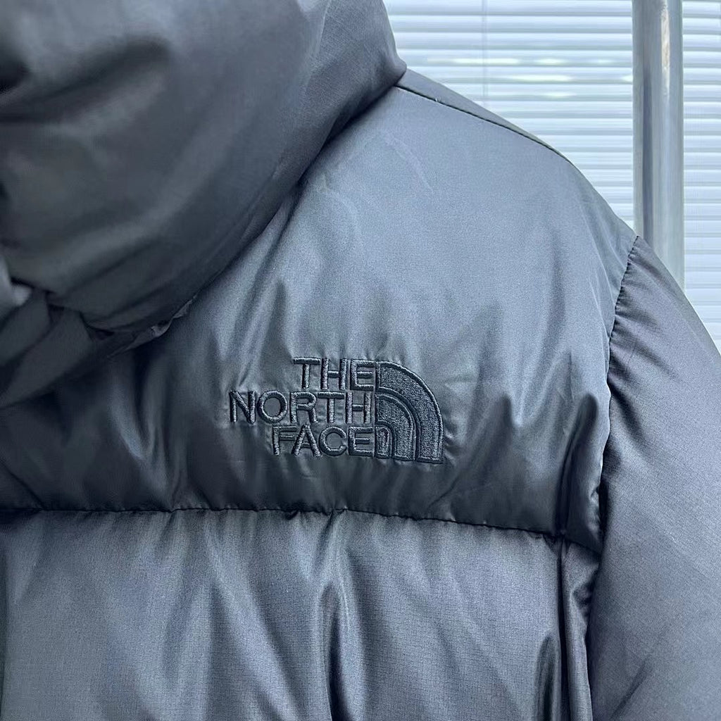 The North Face Black Tonal Logo Hooded Quilted Puffer Jacket