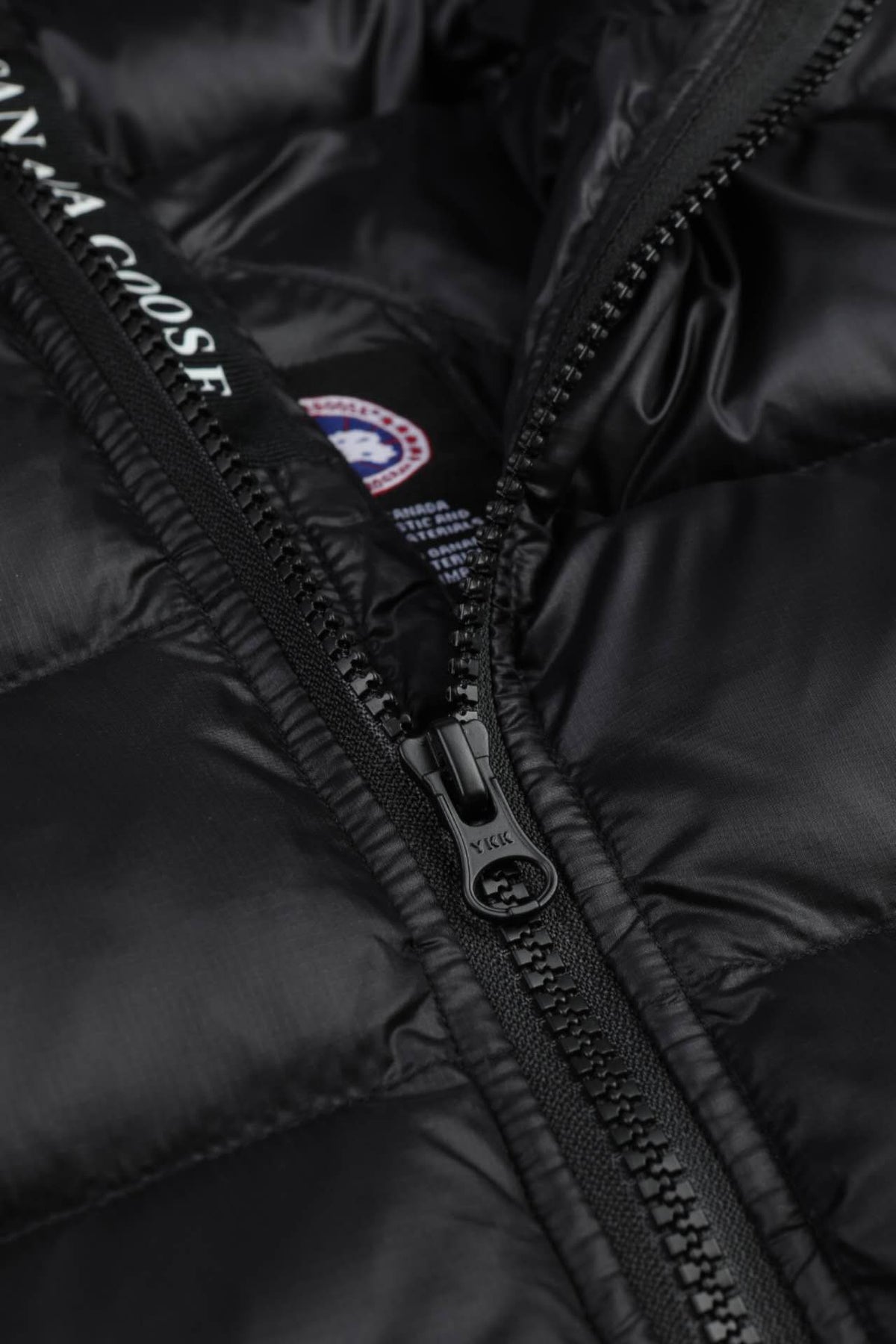 Canada Goose Black Hooded Puffer Jacket with Contrast Back Stripes