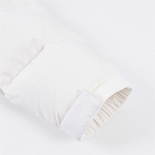The North Face White and Gray Colorblock Stand-Collar Puffer Jacket