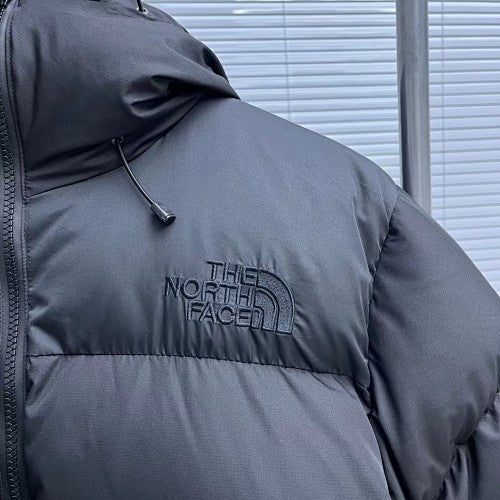 The North Face Black Tonal Logo Hooded Quilted Puffer Jacket