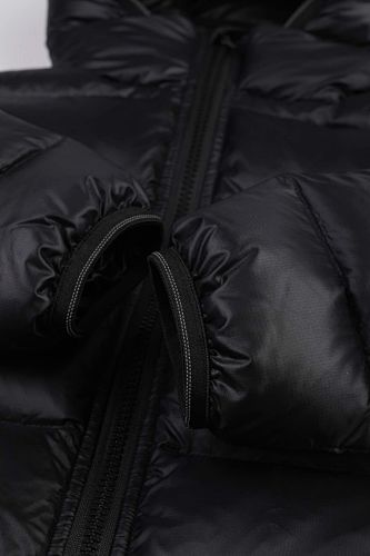 Canada Goose Black Hooded Puffer Jacket with Contrast Back Stripes