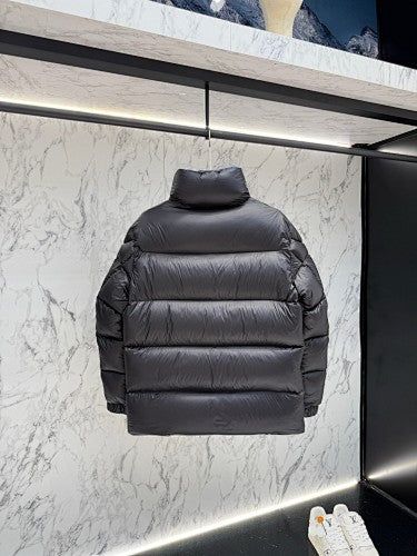 Moncler Black High-Collar Puffer Jacket with Blue Lining