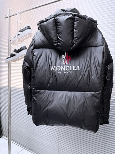 Moncler Black Hooded Puffer Jacket with Contrast Back Logo