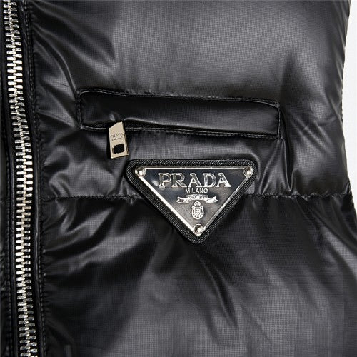 Prada Black Glossy Quilted Puffer Vest