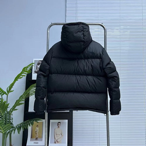 The North Face Black Tonal Logo Hooded Quilted Puffer Jacket