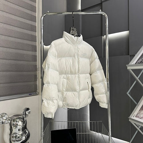 The North Face White Tonal Logo Stand-Collar Puffer Jacket