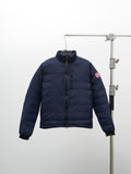 Canada Goose Navy Blue Stand-Collar Puffer Jacket with Zip Chest Pocket