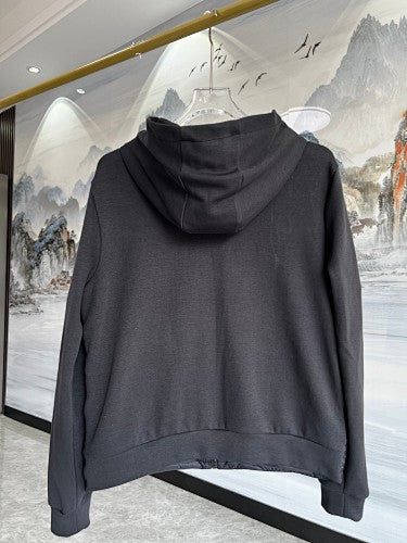 Moncler Black and White Quilted Front Zip-Up Hoodie