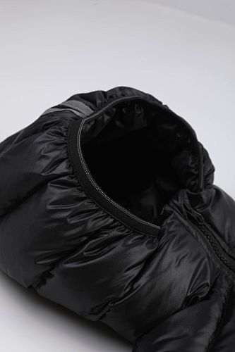 Canada Goose Black Hooded Puffer Jacket with Contrast Back Stripes