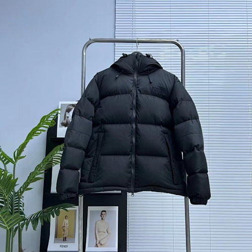 The North Face Black Tonal Logo Hooded Quilted Puffer Jacket