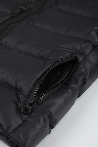 Canada Goose Black Hooded Puffer Jacket with Contrast Back Stripes
