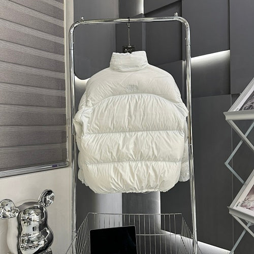 The North Face White Tonal Logo Stand-Collar Puffer Jacket