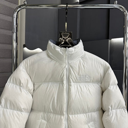 The North Face White Tonal Logo Stand-Collar Puffer Jacket