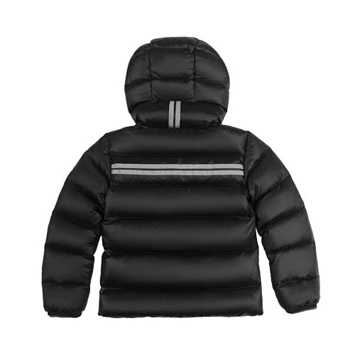 Canada Goose Black Hooded Puffer Jacket with Contrast Back Stripes