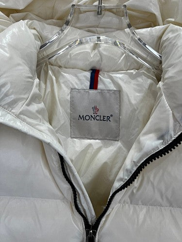 Moncler Ivory Glossy Hooded Quilted Puffer Jacket