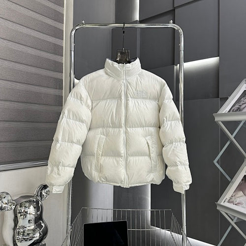 The North Face White Tonal Logo Stand-Collar Puffer Jacket