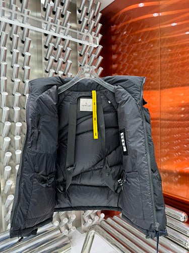 Moncler Charcoal Gray Hooded Puffer Jacket with Diagonal Quilting