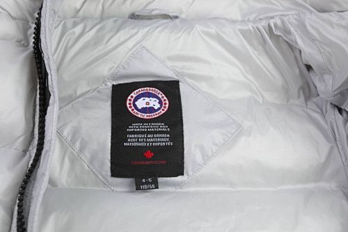 Canada Goose White Hooded Puffer Jacket with Contrast Back Stripes