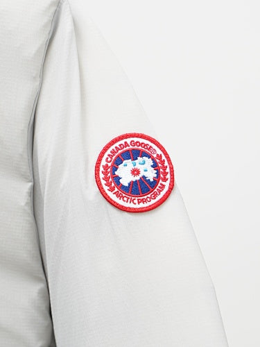 Canada Goose White Stand-Collar Puffer Jacket with Zip Chest Pocket
