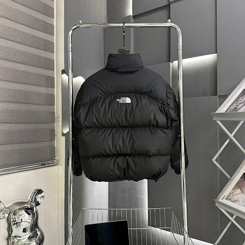 The North Face Black Stand-Collar Puffer Jacket with White Logos