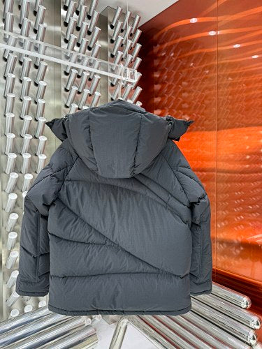 Moncler Charcoal Gray Hooded Puffer Jacket with Diagonal Quilting