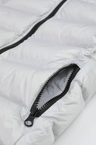 Canada Goose White Hooded Puffer Jacket with Contrast Back Stripes
