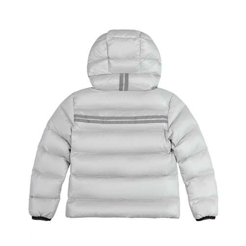 Canada Goose White Hooded Puffer Jacket with Contrast Back Stripes