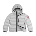 Canada Goose White Hooded Puffer Jacket with Contrast Back Stripes