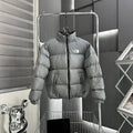 The North Face Gray Stand-Collar Puffer Jacket with White Logos