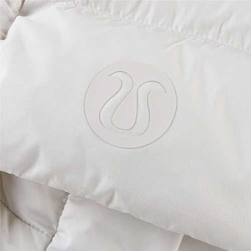 Lululemon Ivory Tonal Logo Hooded Quilted Puffer Jacket