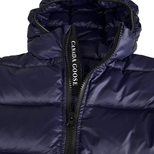 Canada Goose Navy Blue Hooded Puffer Jacket with Contrast Back Stripes
