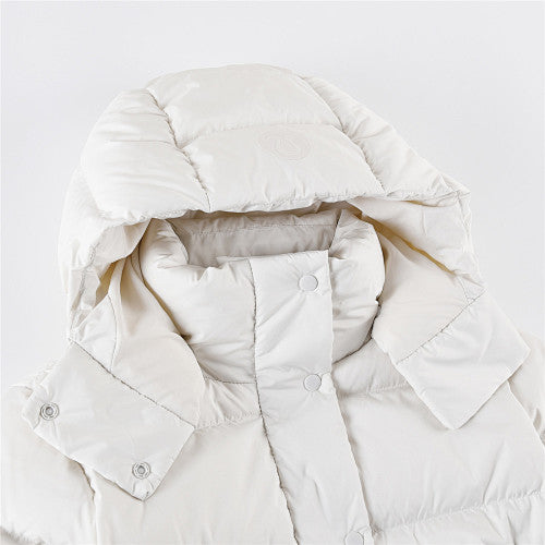 Lululemon Ivory Tonal Logo Hooded Quilted Puffer Jacket
