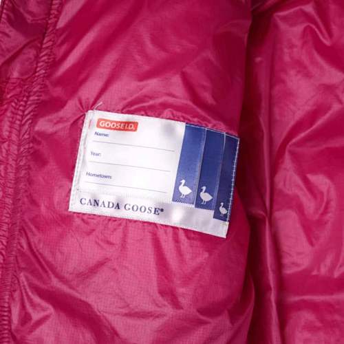 Canada Goose Fuchsia Pink Hooded Puffer Jacket with Contrast Back Stripes