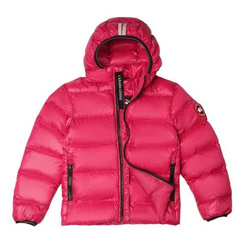 Canada Goose Fuchsia Pink Hooded Puffer Jacket with Contrast Back Stripes