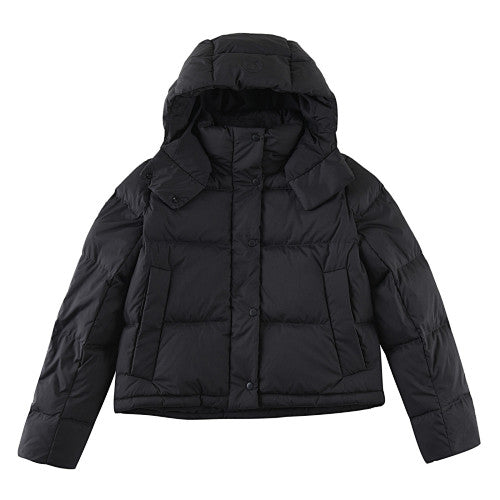 Lululemon Black Tonal Logo Hooded Quilted Puffer Jacket