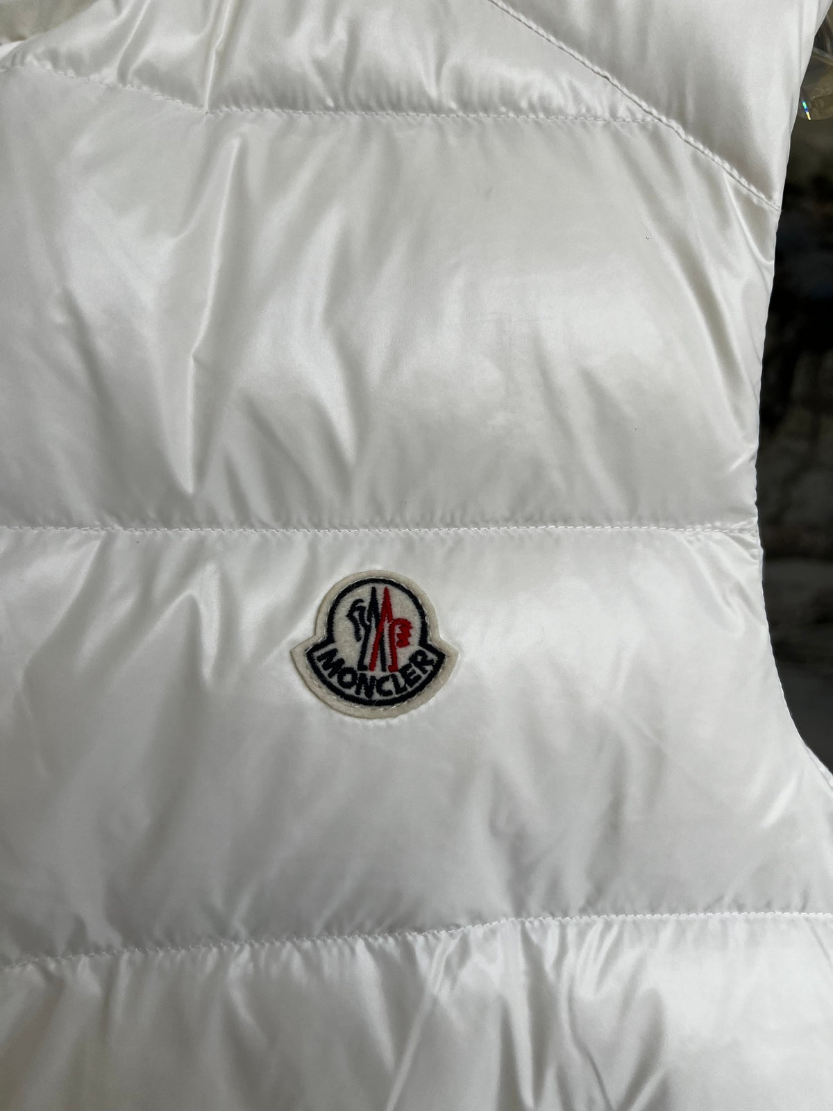 Moncler White Glossy Quilted Puffer Vest
