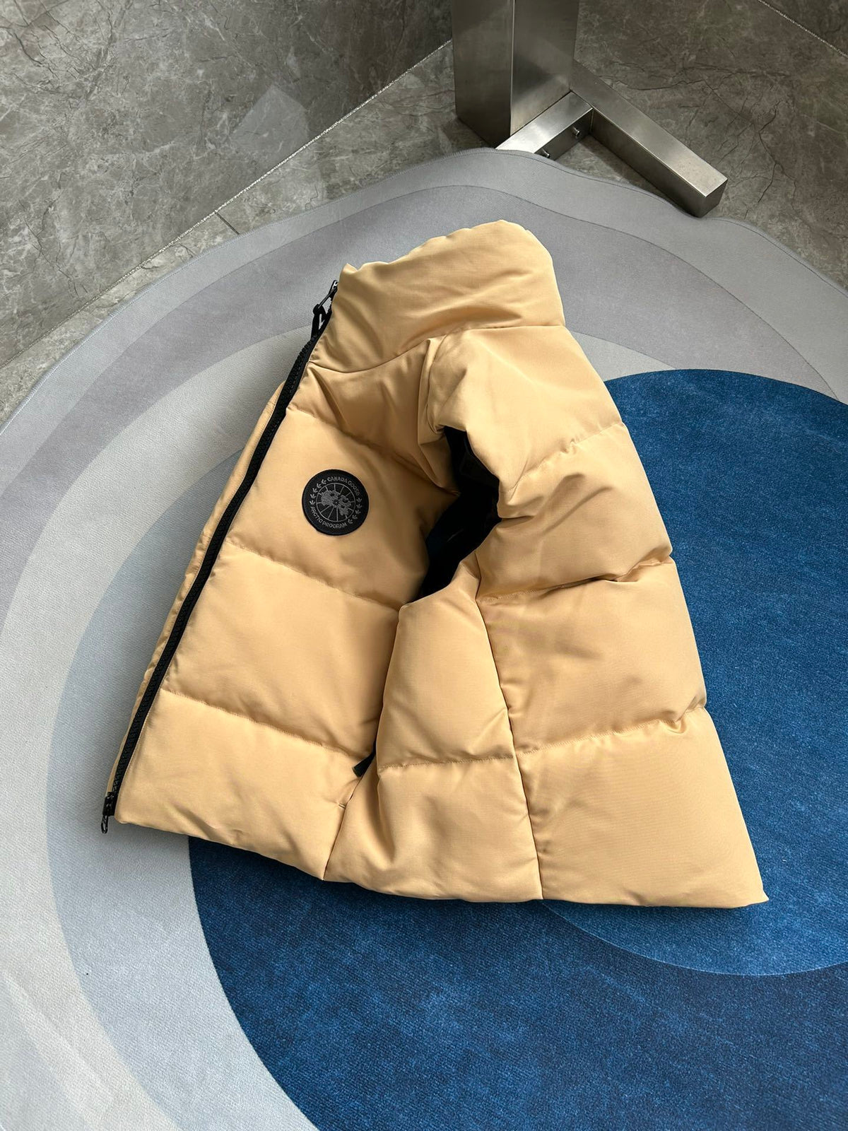 Canada Goose Sand Beige Black Badge Quilted Puffer Vest