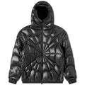 Moncler Black Glossy Hooded Puffer Jacket with Radial Quilting