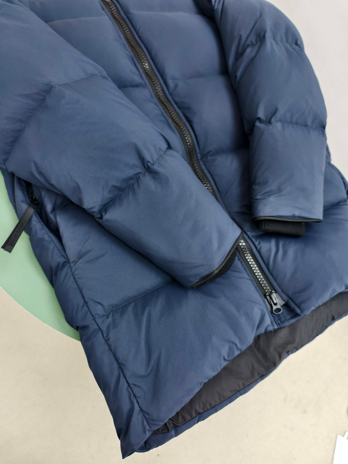 Canada Goose Navy Blue Hooded Puffer Jacket with Classic Sleeve Badge