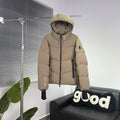 Moncler Sand Beige Hooded Puffer Jacket with Chevron Quilting