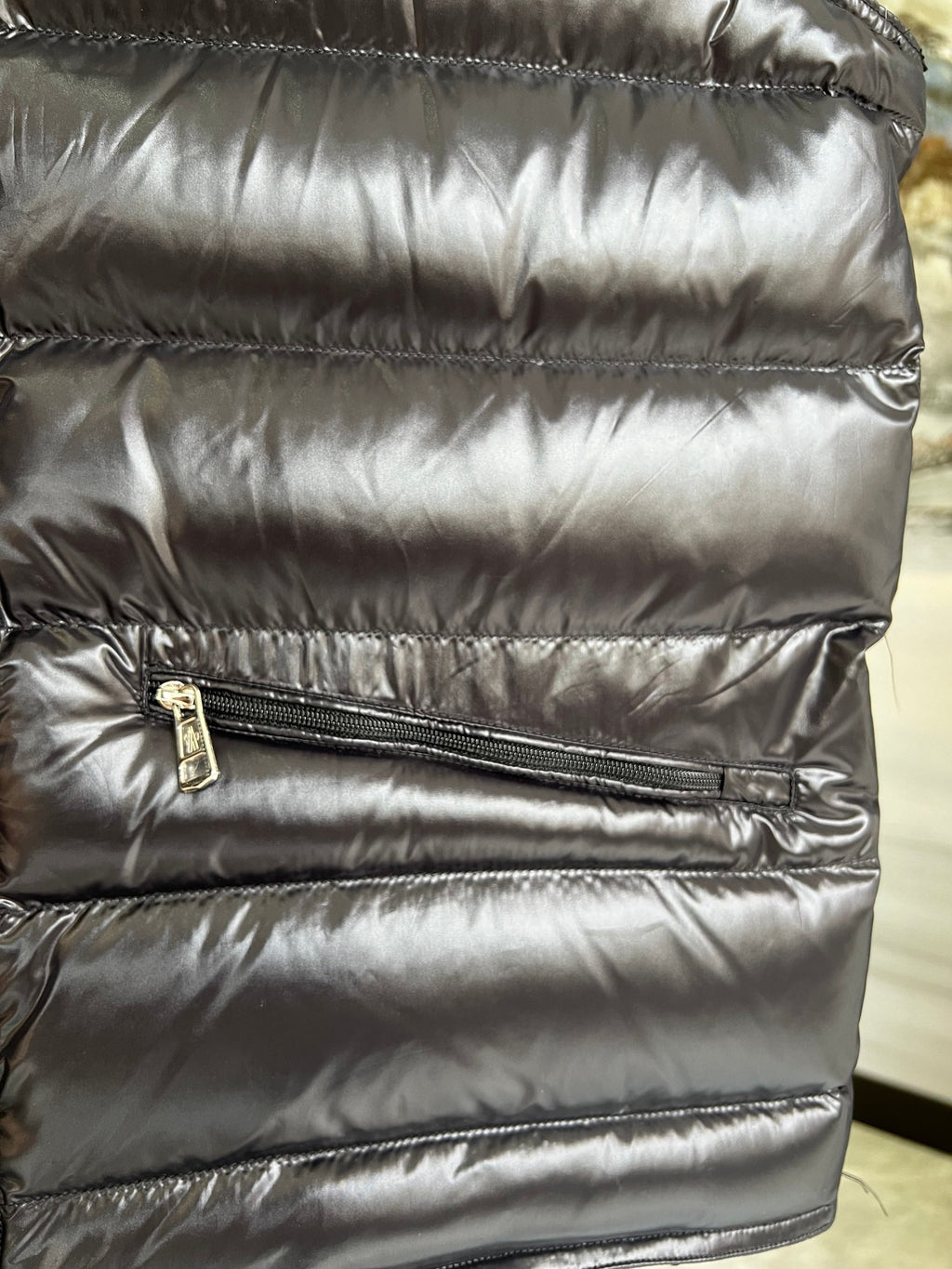 Moncler Black Glossy Quilted Puffer Vest