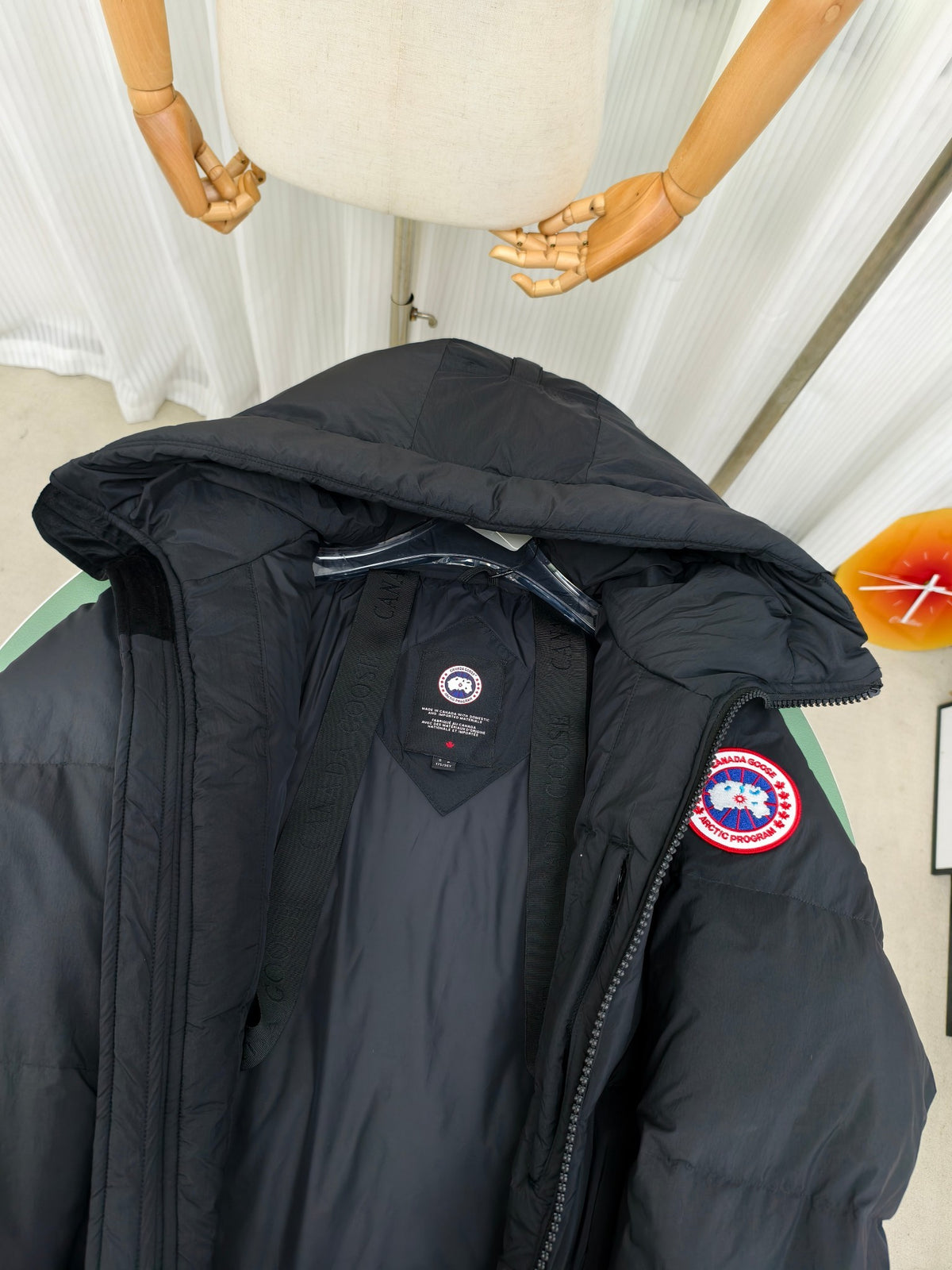Canada Goose Black Hooded Puffer Jacket with Classic Sleeve Badge