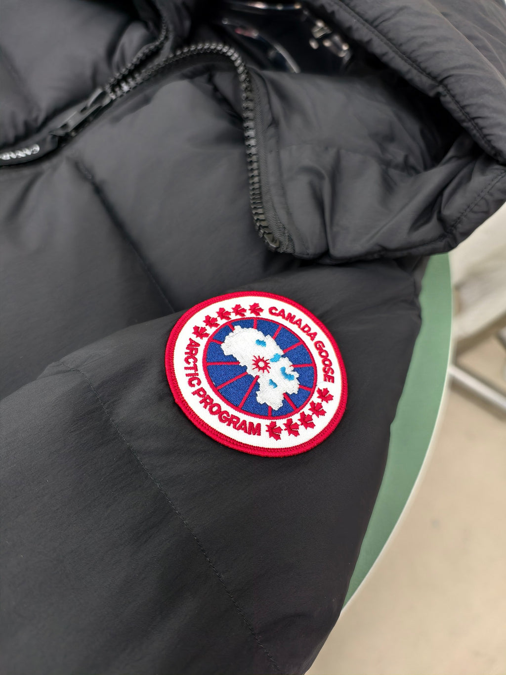 Canada Goose Black Hooded Puffer Jacket with Classic Sleeve Badge
