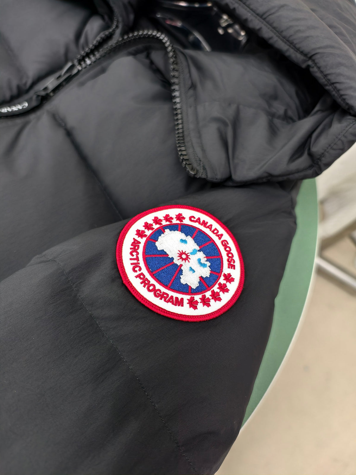 Canada Goose Black Hooded Puffer Jacket with Classic Sleeve Badge