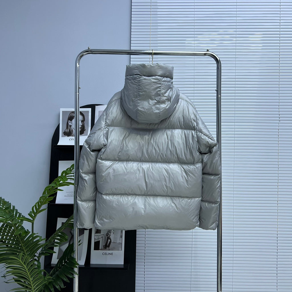 Canada Goose Silver Gray Hooded Puffer Jacket with Classic Logo