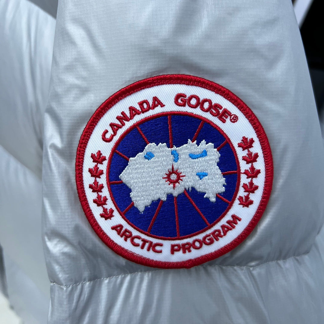 Canada Goose Silver Gray Hooded Puffer Jacket with Classic Logo