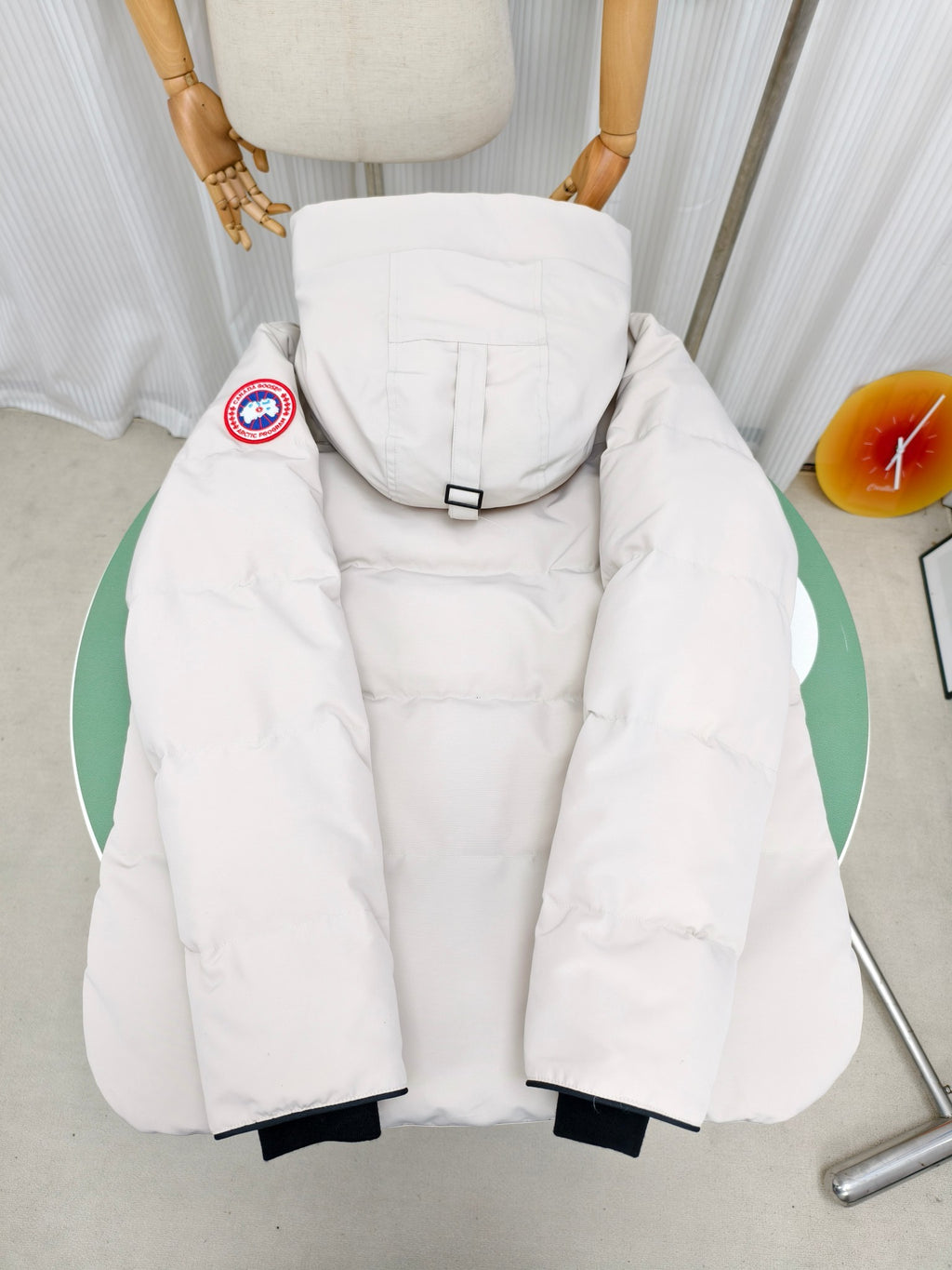 Canada Goose Ivory Quilted Hooded Puffer Jacket with Plush Trim